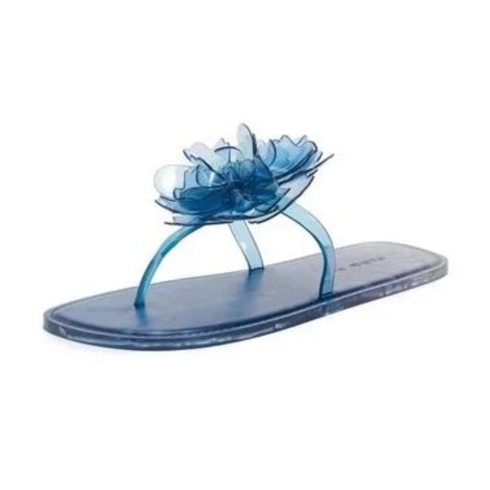 FARM Rio Blue Flower Jelly Flat Sandals Women’s Size 6 / 7 Slip On NIB Brazil